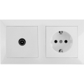 Aigostar - TV- och SCHUKO-uttag 230 V med vit ram