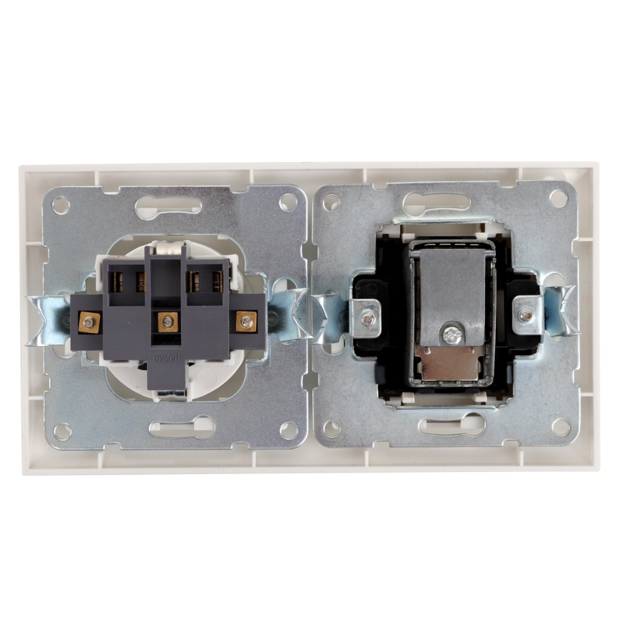 Aigostar - TV- och SCHUKO-uttag 230 V med vit ram