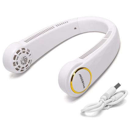 Aigostar - Uppladdningsbar nackfläkt 4W/5V 2000mAh vit