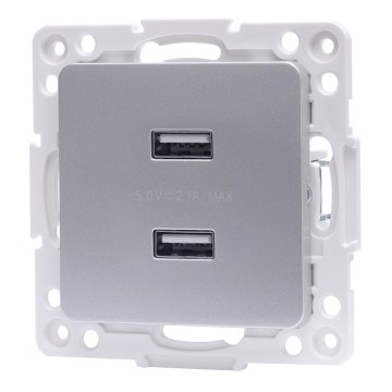 Aigostar - USB-uttag utan ram, 2x USB-A, silver