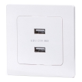 Aigostar - USB-vägguttag med ram, 2x USB-A, vit