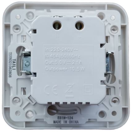 Aigostar - USB-vägguttag med ram, 2x USB-A, vit
