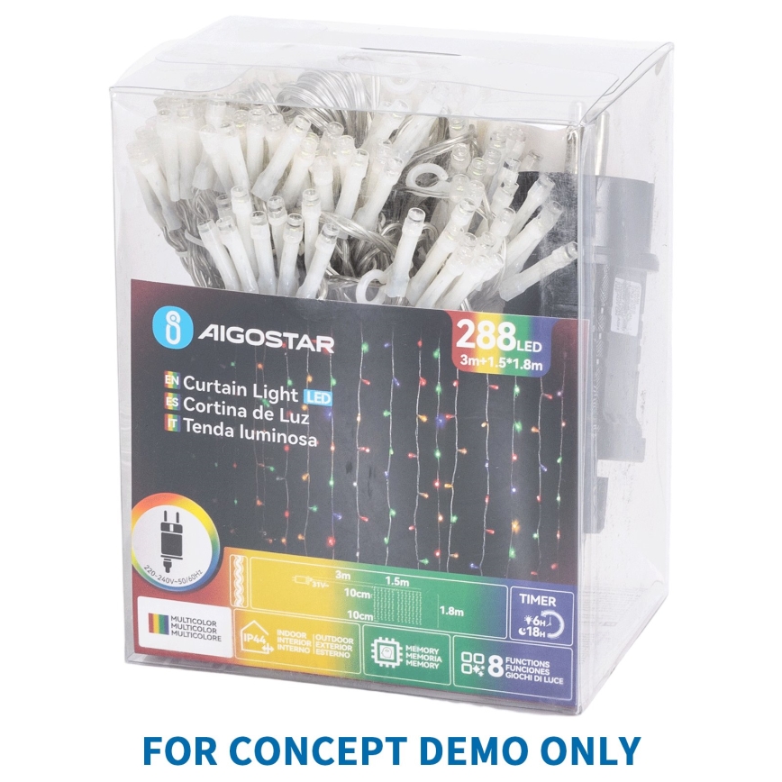 Aigostar - Utomhus julljusslinga 1500 LED / 8 funktioner, 78 m, IP44, flerfärgad