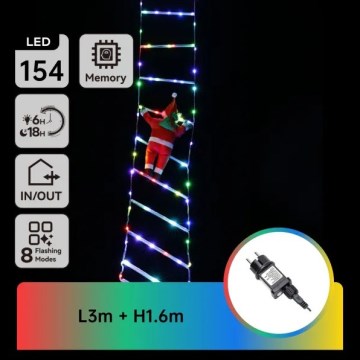 Aigostar - Utomhus LED-juldekoration 154xLED/8 ljusfunktioner 1,6m IP44 flerfärgad