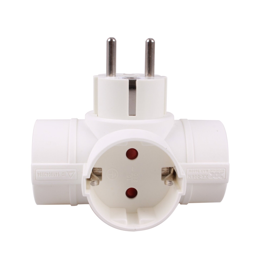 Aigostar - Uttagssplitter med strömbrytare 3x16A/230V vit