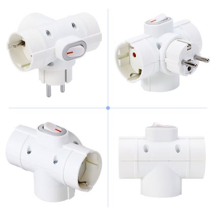 Aigostar - Uttagssplitter med strömbrytare 3x16A/230V vit