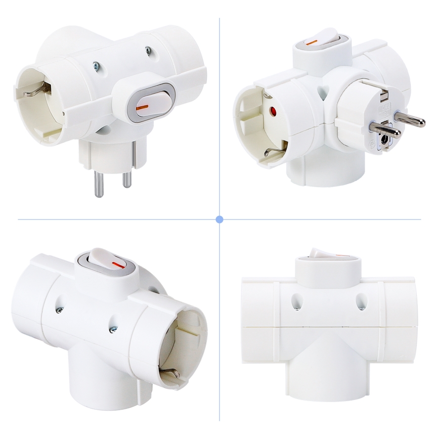 Aigostar - Uttagssplitter med strömbrytare 3x16A/230V vit