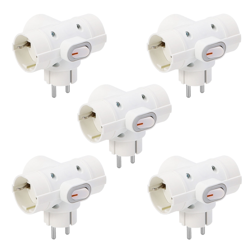 Aigostar - Uttagssplitter med strömbrytare 3x16A/230V vit
