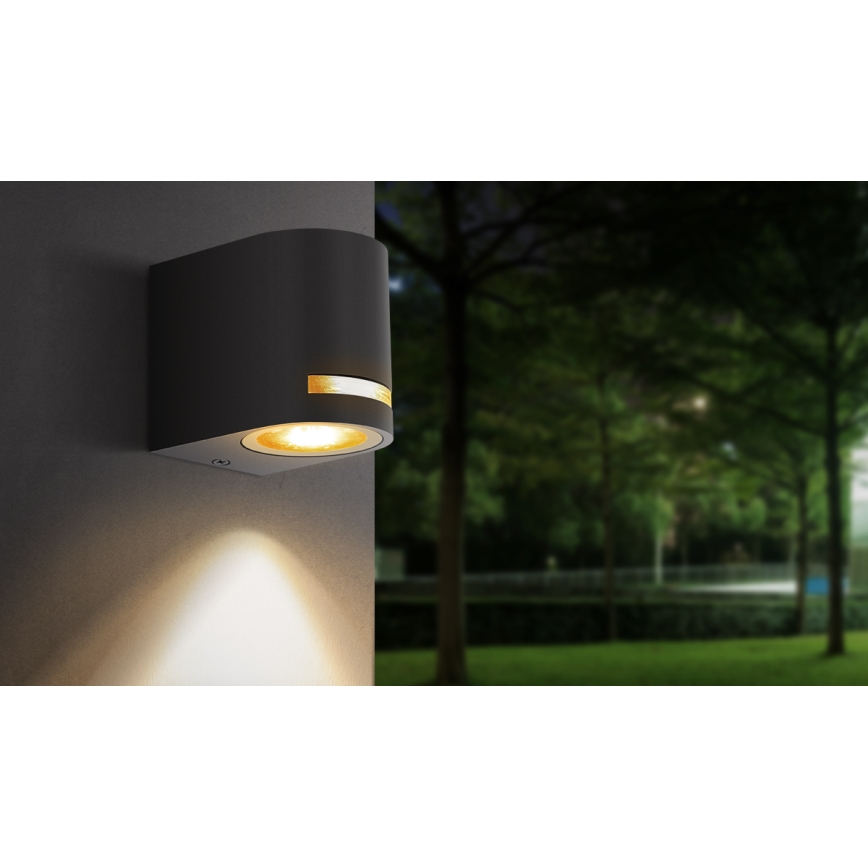 Aigostar - Vägglampa för utomhusbruk 1xGU10/35W/230V svart IP54