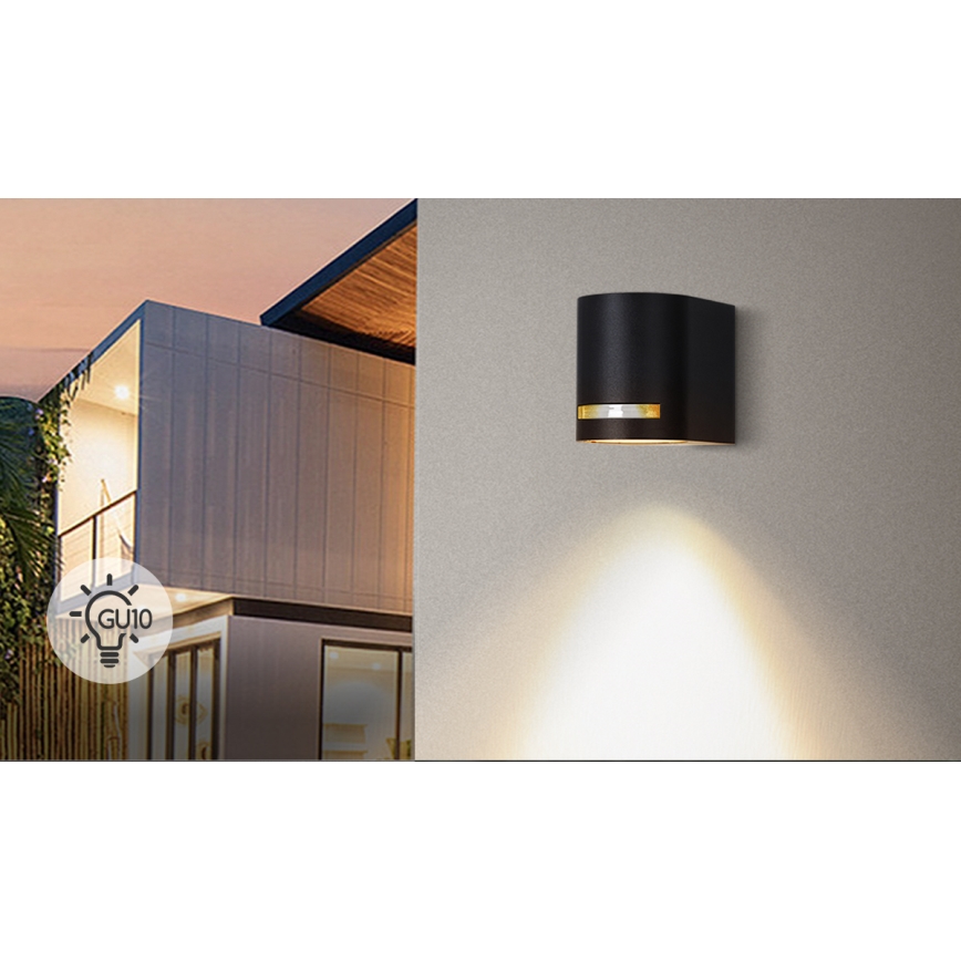 Aigostar - Vägglampa för utomhusbruk 1xGU10/35W/230V svart IP54