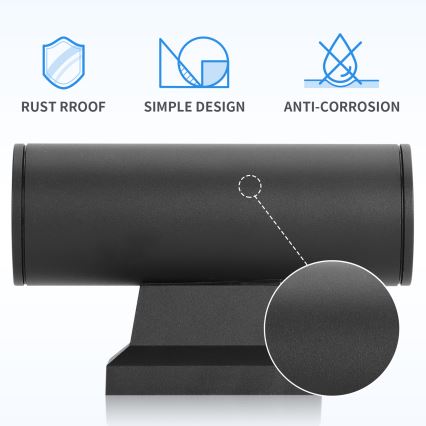 Aigostar - Vägglampa för utomhusbruk 2xGU10/230V svart IP65 rund