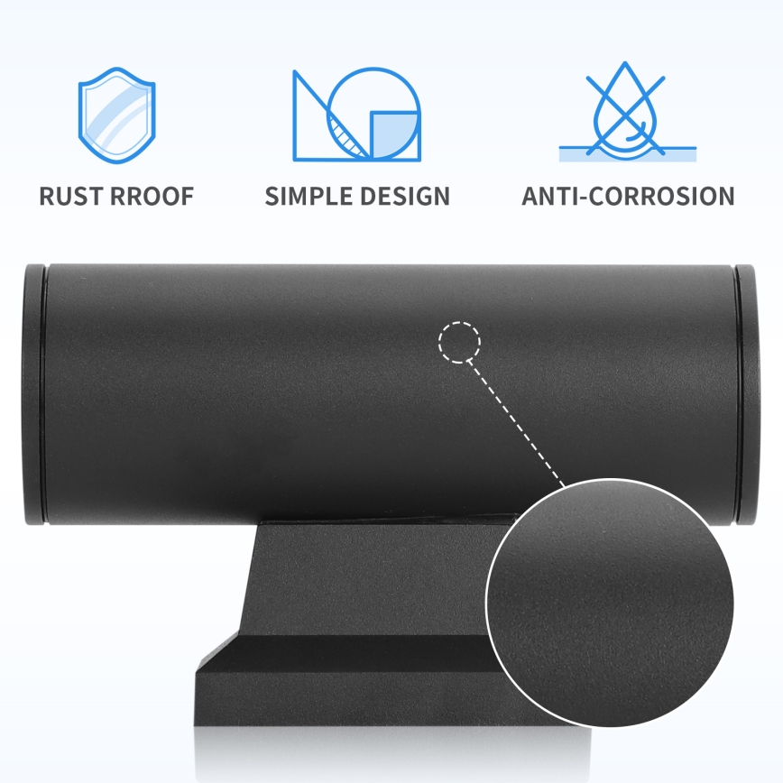 Aigostar - Vägglampa för utomhusbruk 2xGU10/230V svart IP65 rund