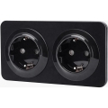 Aigostar - Vägguttag med ram 2x SCHUKO 250V/16A svart