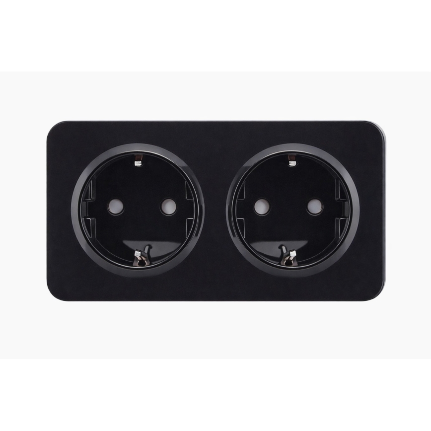 Aigostar - Vägguttag med ram 2x SCHUKO 250V/16A svart