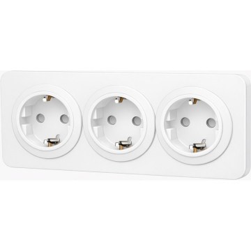 Aigostar - Vägguttag med ram, 3x SCHUKO-uttag, 250 V/16 A, vit