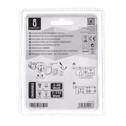 Aigostar - Vridbar dimmer 110W/230V vit