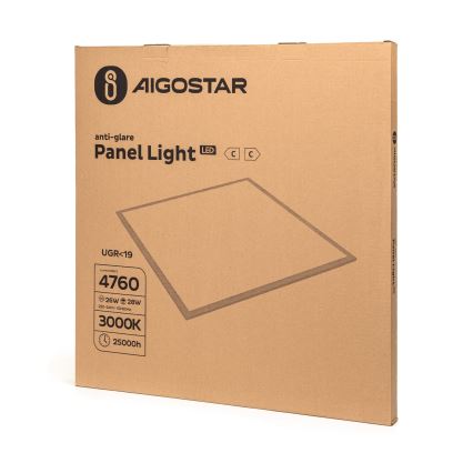 Aigostar - Ytmonterad LED-panel/28W/230V High Efficiency UGR19 3000K 59,5x59,5 cm