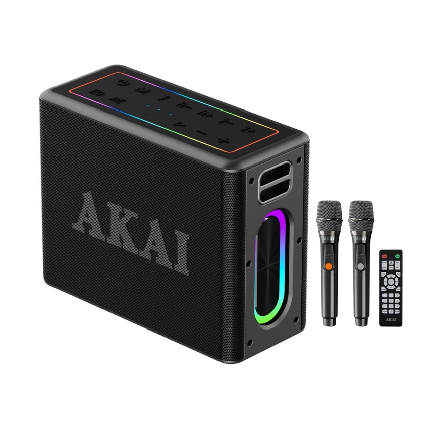 AKAI ABTSW-120 - Trådlös högtalare med två mikrofoner 80W/4000 mAh IPX6