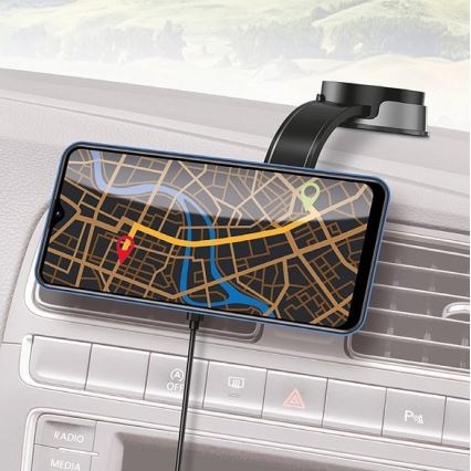 Aligator AMS07BK - Mobilhållare till bilen med flexibel MagSafe-arm, svart