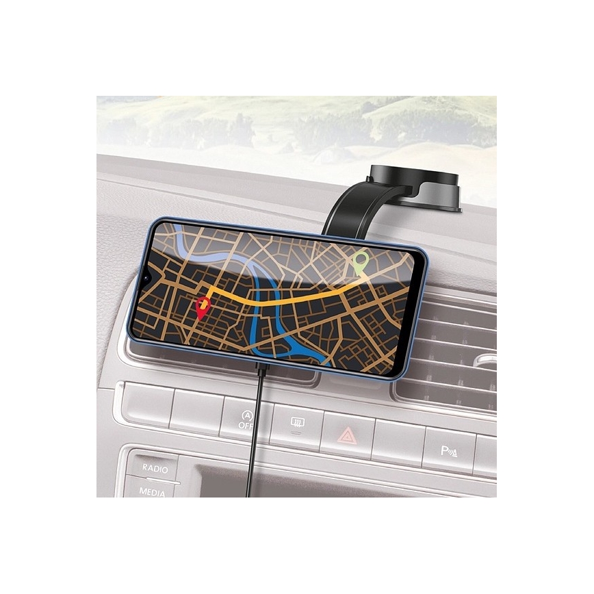 Aligator AMS07BK - Mobilhållare till bilen med flexibel MagSafe-arm, svart