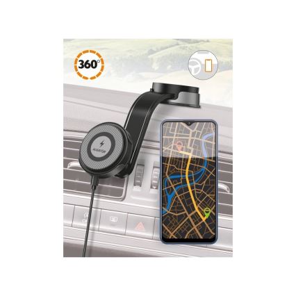 Aligator AMS07BK - Mobilhållare till bilen med flexibel MagSafe-arm, svart