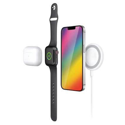 Aligator AMS08WT - Trådlös MagSafe-laddare 3-i-1, 15 W, vit