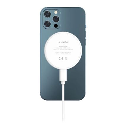Aligator AMS08WT - Trådlös MagSafe-laddare 3-i-1, 15 W, vit