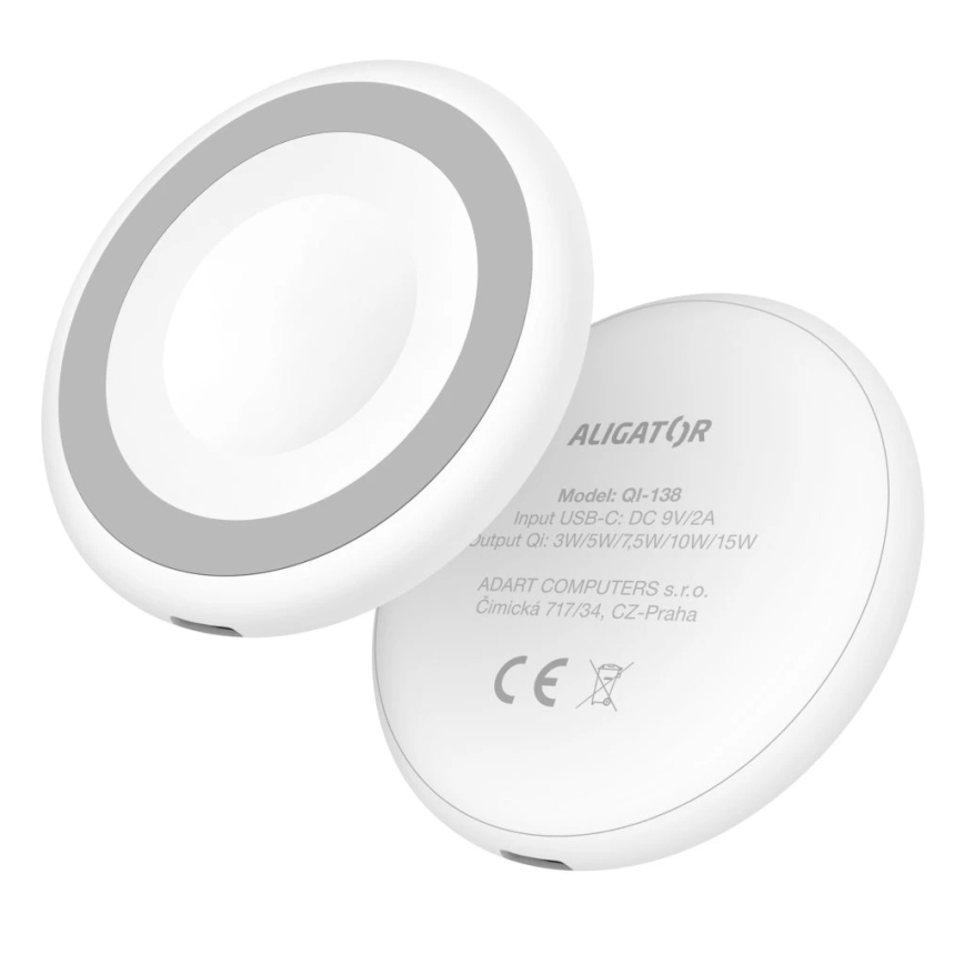 Aligator AMS08WT - Trådlös MagSafe-laddare 3-i-1, 15 W, vit