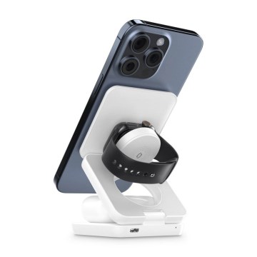 Aligator AMS09WT - Trådlös MagSafe 3-i-1 laddningsstation 15 W vit