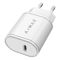 Aligator AX0001V - A-MAX snabbladdningsadapter med Power Delivery 20W, USB-C, vit