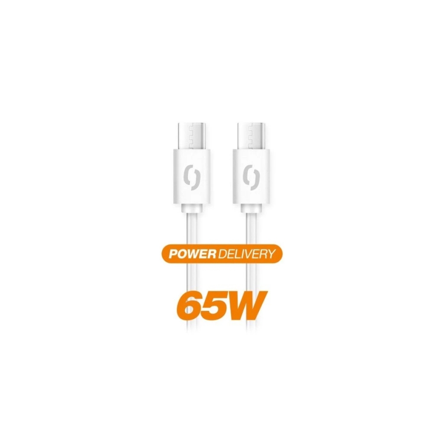 Aligator DATKP49 - USB-kabel USB-C till USB-C, 65 W Power Delivery, 1,5 m, vit