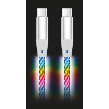 Aligator DATKP64 - USB-C till USB-C-kabel med LED-belysning, 65 W Power Delivery, 0,5 m