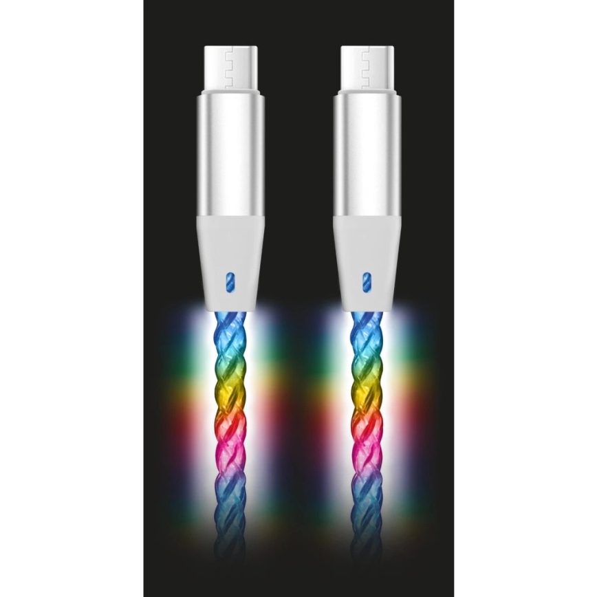 Aligator DATKP64 - USB-C till USB-C-kabel med LED-belysning, 65 W Power Delivery, 0,5 m