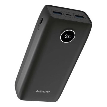 Aligator PBPD30BK - powerbank med LCD-display, Power Delivery, 30000 mAh / 20 W / 3,7 V, svart