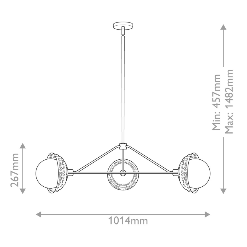 Alora Mood - Taklampa med stång PERTH 3xE14/40W/230V, guldfärgad