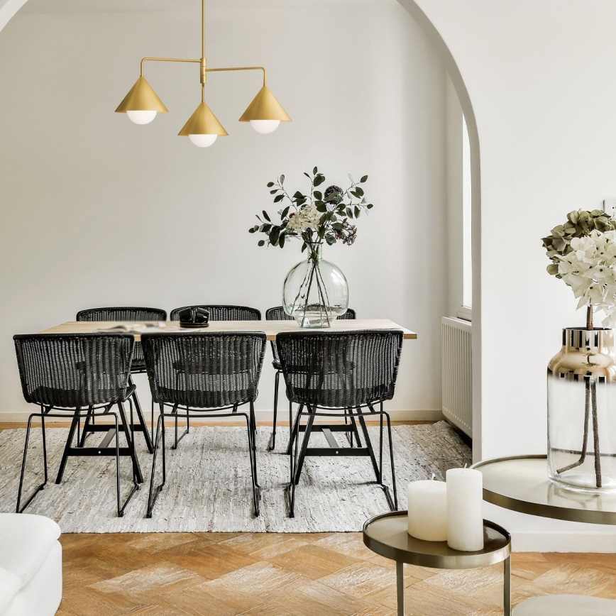 Alora Mood - Stångmonterad taklampa REMYCK 3xE27/60W/230V guldfärgad