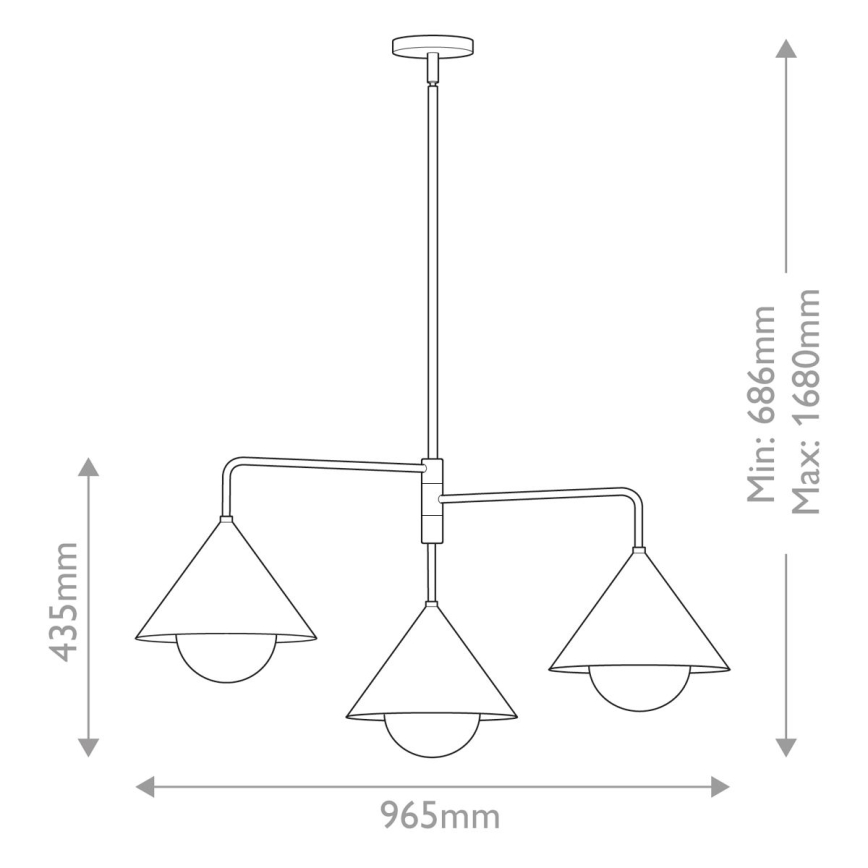 Alora Mood - Stångmonterad taklampa REMYCK 3xE27/60W/230V guldfärgad