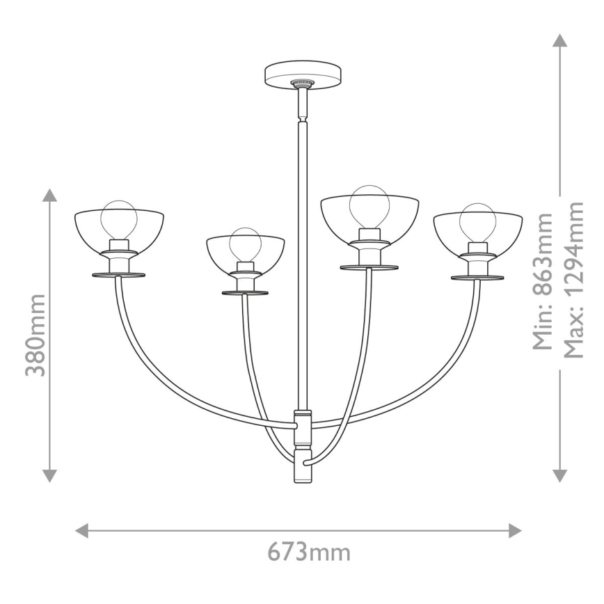 Alora Mood - Taklampa på stång SYLVIA 4xE14/40W/230V guld