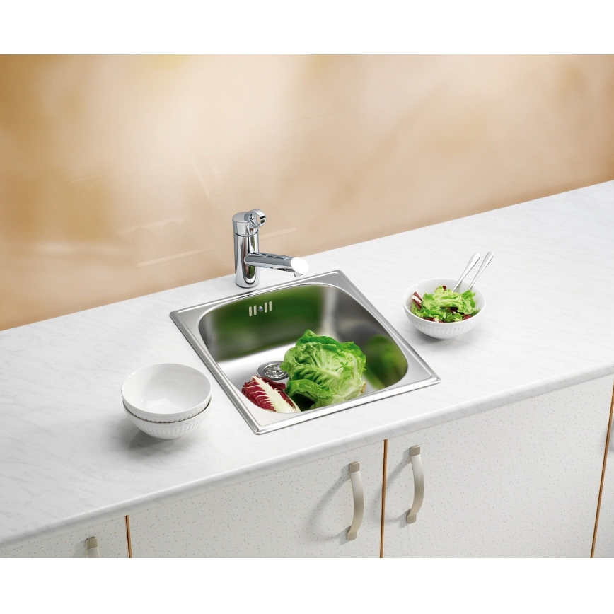 ALVEUS 1082195 - Diskho BASIC 44x38 cm rostfritt stål/satin, stor bottenventil