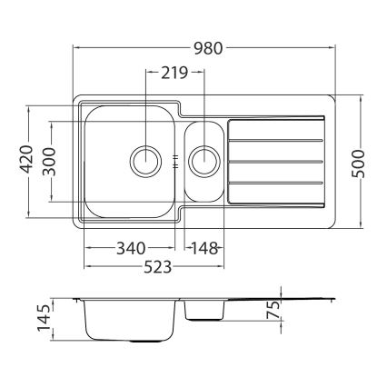 ALVEUS 1082440 - Köksvask LINE 98x50 cm matt stål/satin