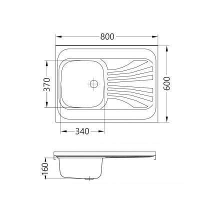 ALVEUS 1095618 - Köksvask CLASSIC 80x60 cm matt stål/satin utan kant, vridbar