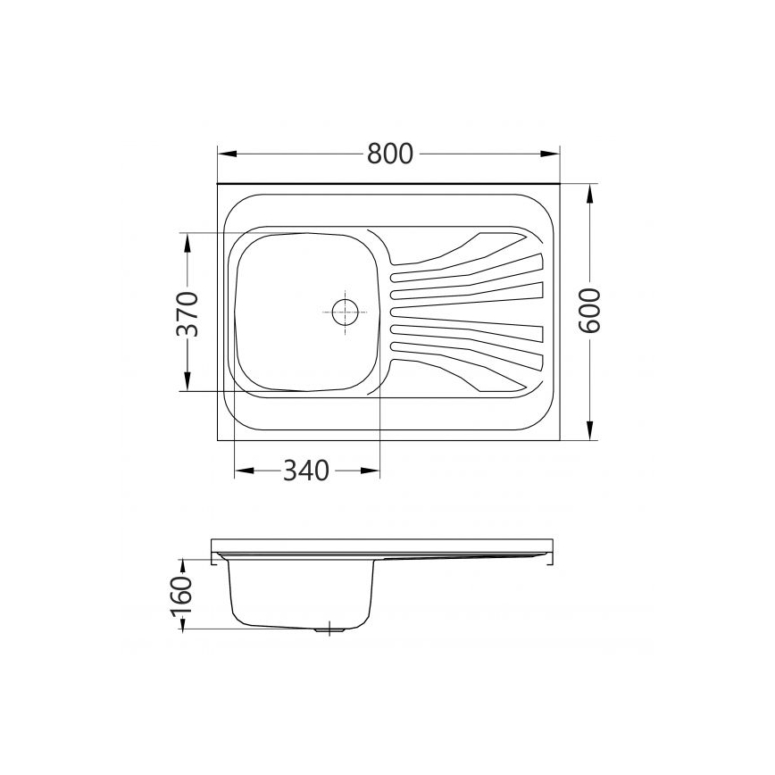 ALVEUS 1095618 - Köksvask CLASSIC 80x60 cm matt stål/satin utan kant, vridbar