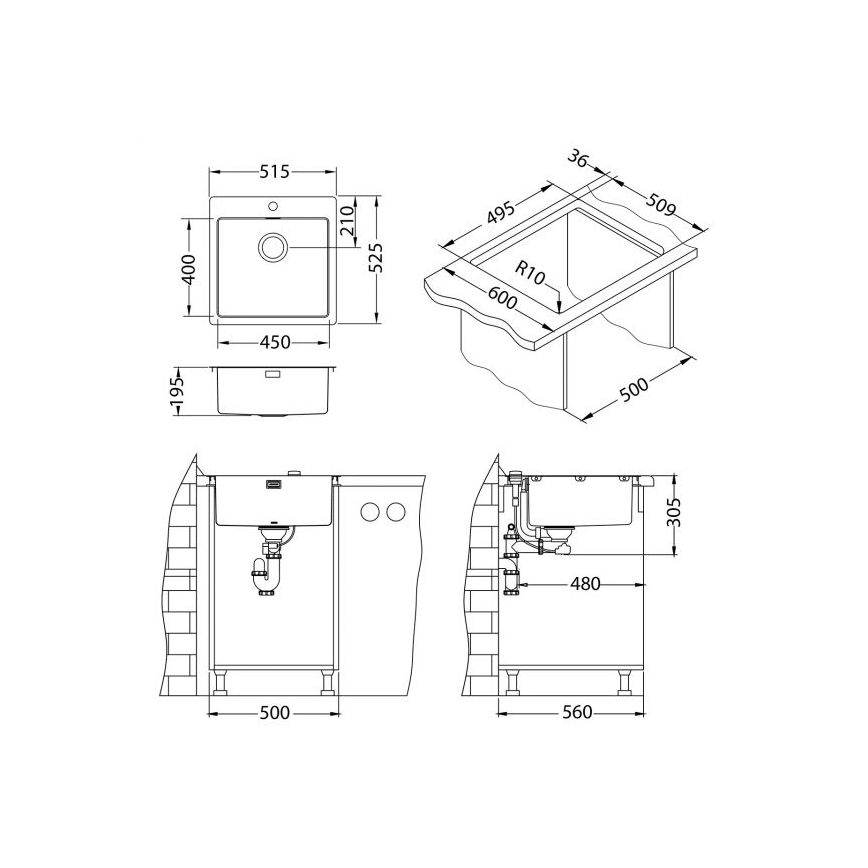 ALVEUS 1106867 - Diskho för kök PURE 52,5x51,5 cm monarch guld