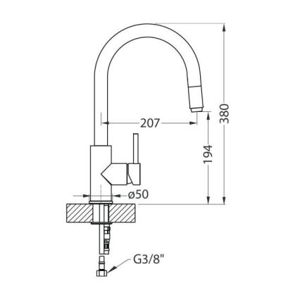 ALVEUS 1129020 - Tvättställsblandare med utdragbar spruta DELOS 38 cm granit/beige