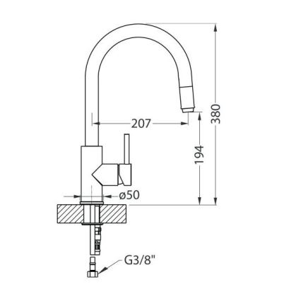 ALVEUS 1129021 - Köksblandare med utdragbar dusch DELOS 38 cm blank krom