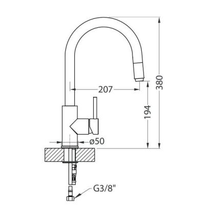 ALVEUS 1129022 - Tvättställsblandare med utdragbar spruta DELOS 38 cm granit/svart