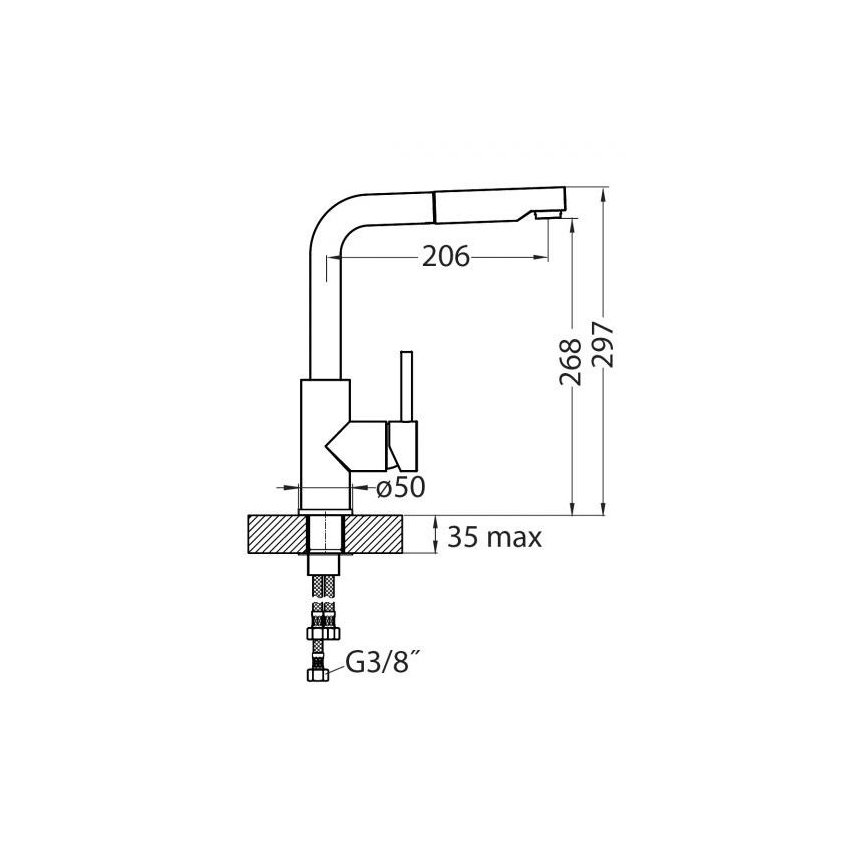 ALVEUS 1129045 - Tvättställsblandare med utdragbar spruta SIROS 29,7 cm granit/beige