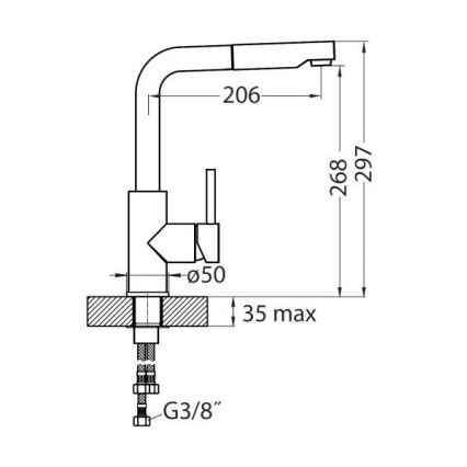 ALVEUS 1129048 - Tvättställsblandare med utdragbar spruta SIROS 29,7 cm granit/svart