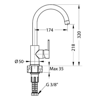 ALVEUS 1129052 - Vaskkran TONIA 34 cm granit/svart