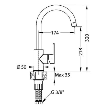 ALVEUS 1129054 - Vaskkran TONIA 34 cm granit/beige